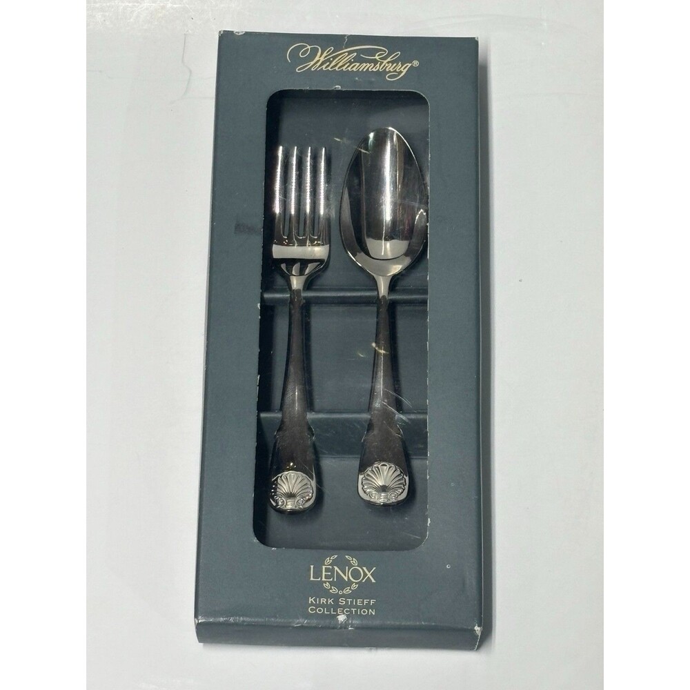 Vintage Kirk Stieff‎ Williamsburg Shell Baby Set (Fork & Spoon) with Box